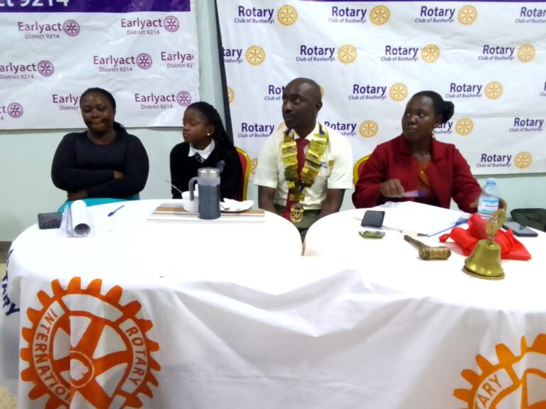 PRESIDENT OF EARLYACT CLUB OF PARENTAL CARE NURSERY AND PRIMARY SCHOOL BUSHENYI DISSEMINATES ROTARY’S SEVEN AREAS OF FOCUS.